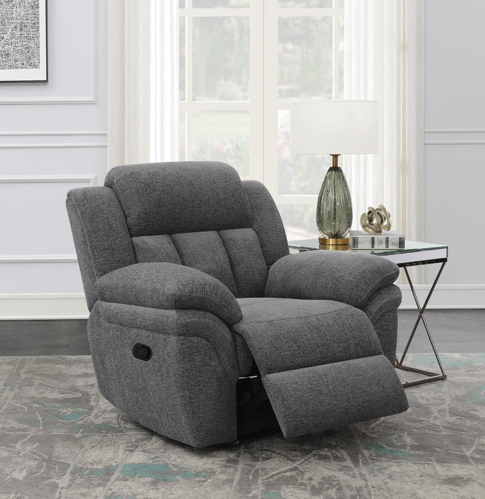 Bahrain Upholstered Glider Recliner Charcoal - 609543 - Bien Home Furniture & Electronics