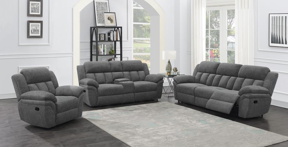 Bahrain Upholstered Glider Recliner Charcoal - 609543 - Bien Home Furniture & Electronics