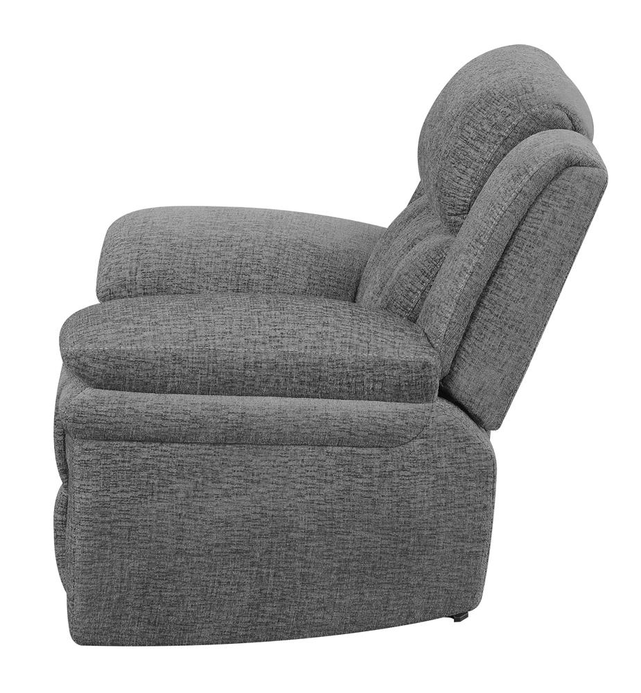 Bahrain Upholstered Glider Recliner Charcoal - 609543 - Bien Home Furniture & Electronics