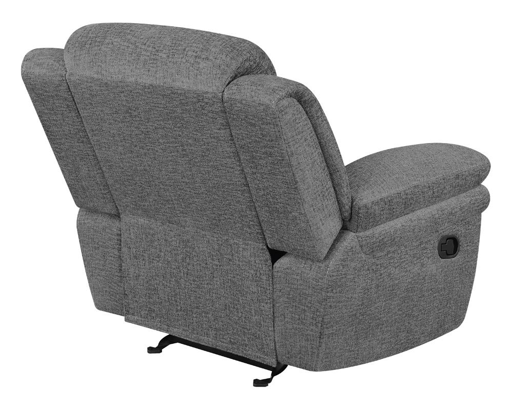 Bahrain Upholstered Glider Recliner Charcoal - 609543 - Bien Home Furniture & Electronics