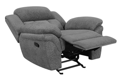 Bahrain Upholstered Glider Recliner Charcoal - 609543 - Bien Home Furniture &amp; Electronics