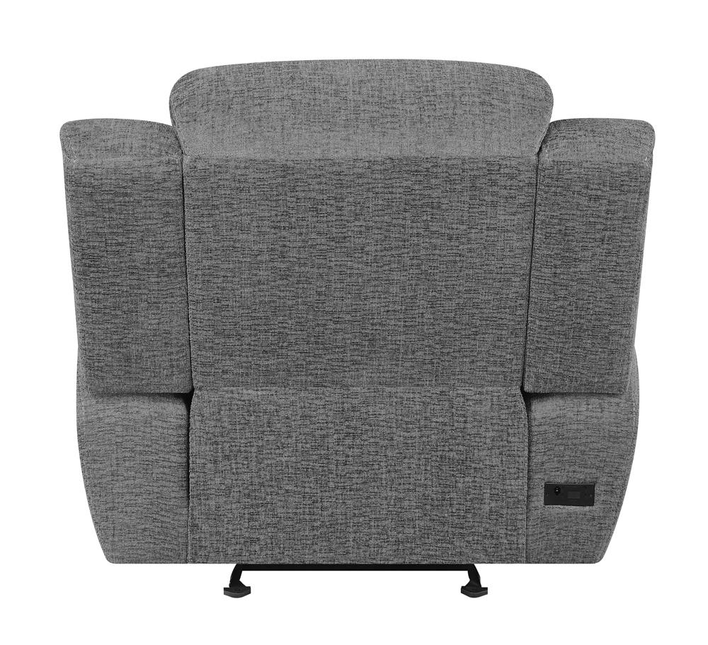 Bahrain Upholstered Power Glider Recliner Charcoal - 609543P - Bien Home Furniture & Electronics