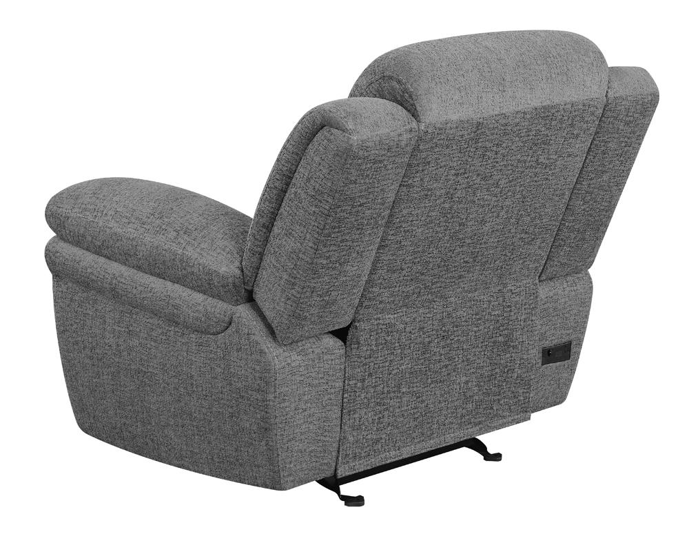Bahrain Upholstered Power Glider Recliner Charcoal - 609543P - Bien Home Furniture & Electronics