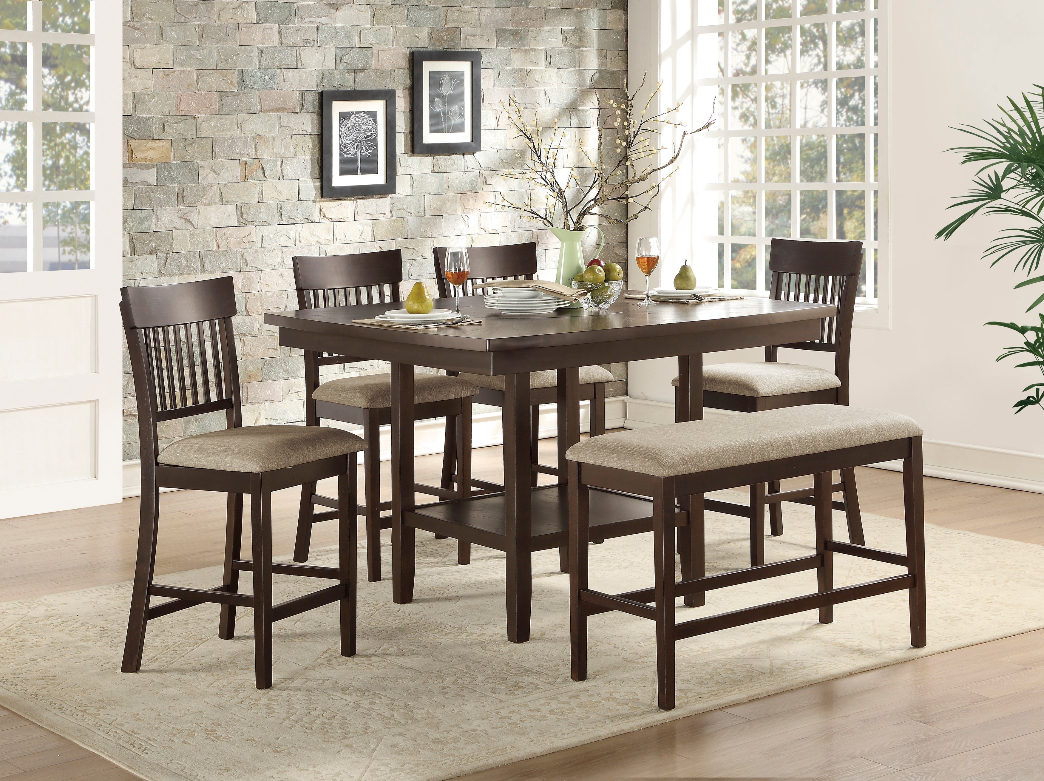 Balin Dark Brown Counter Height Table with Lazy Susan - 5716-36 - Bien Home Furniture & Electronics