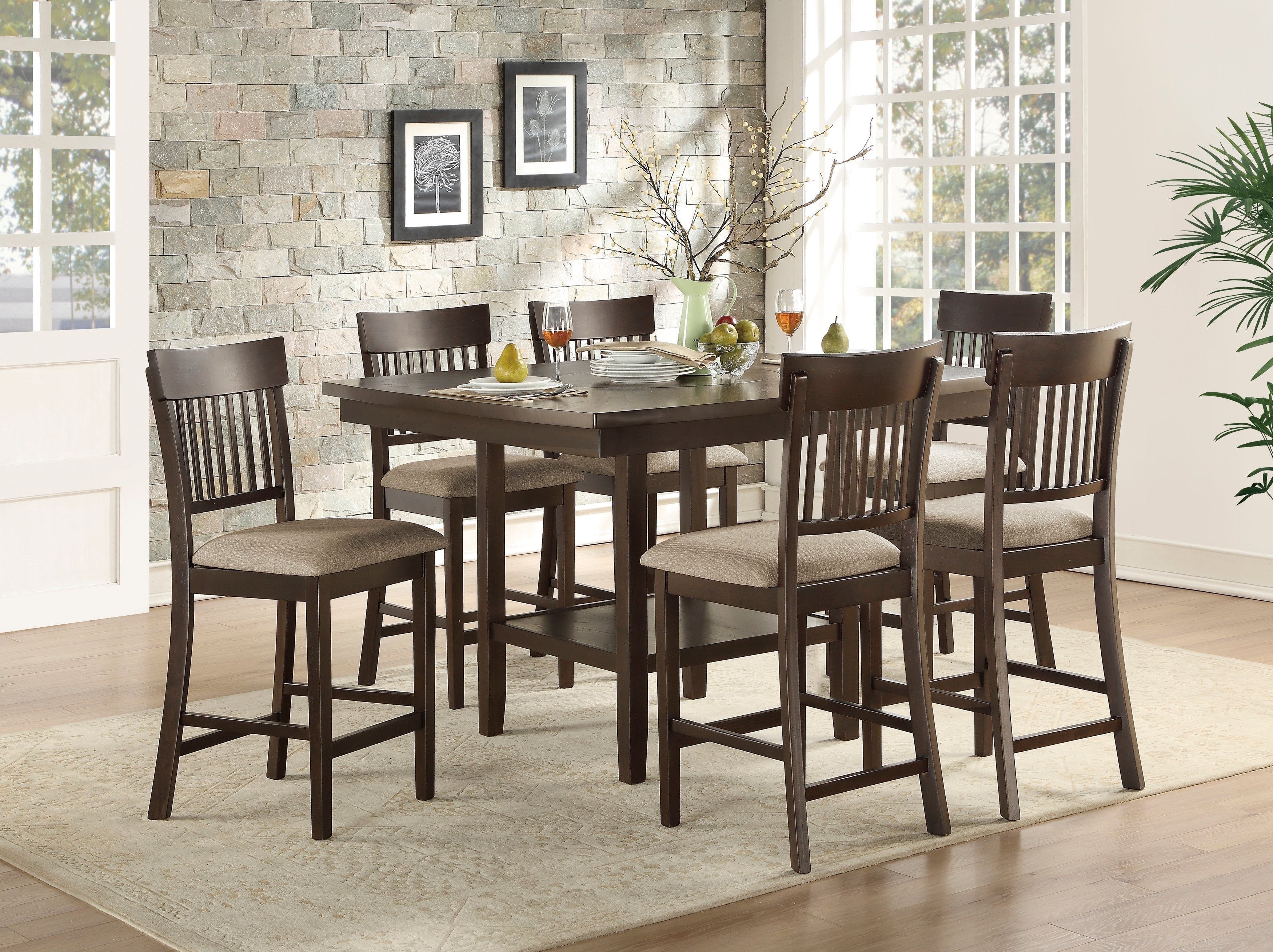 Balin Dark Brown Counter Height Table with Lazy Susan - 5716-36 - Bien Home Furniture & Electronics