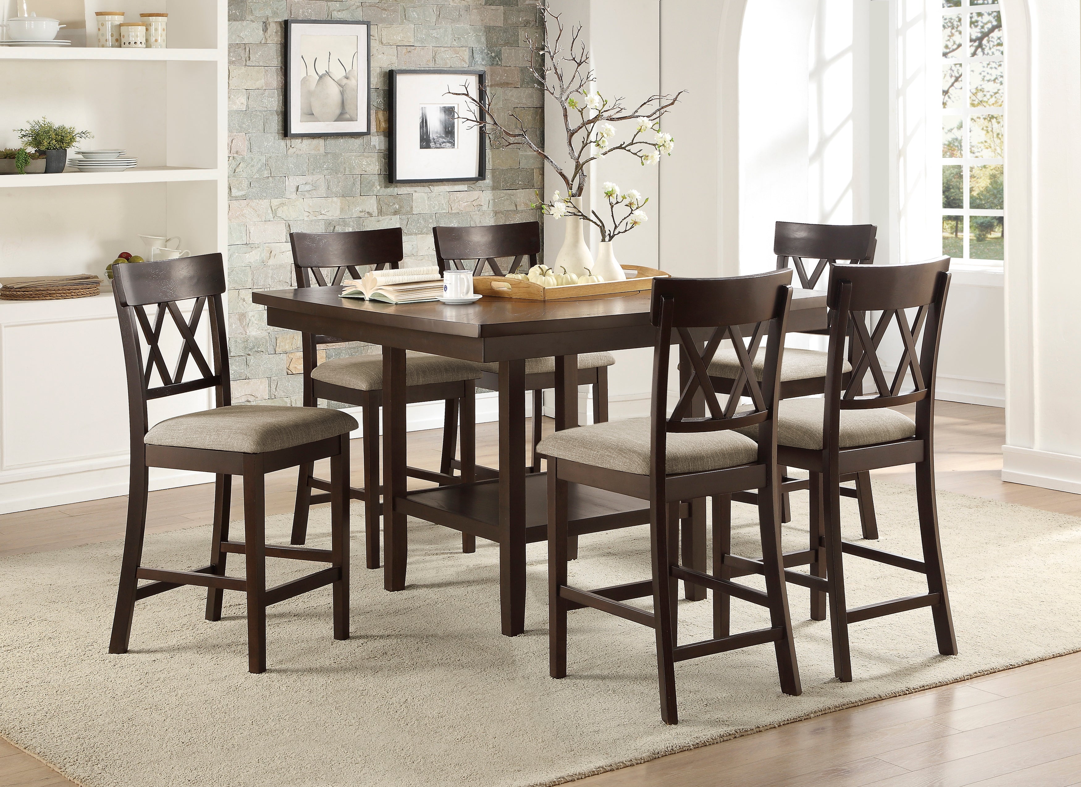 Balin Dark Brown Counter Height Table with Lazy Susan - 5716-36 - Bien Home Furniture & Electronics