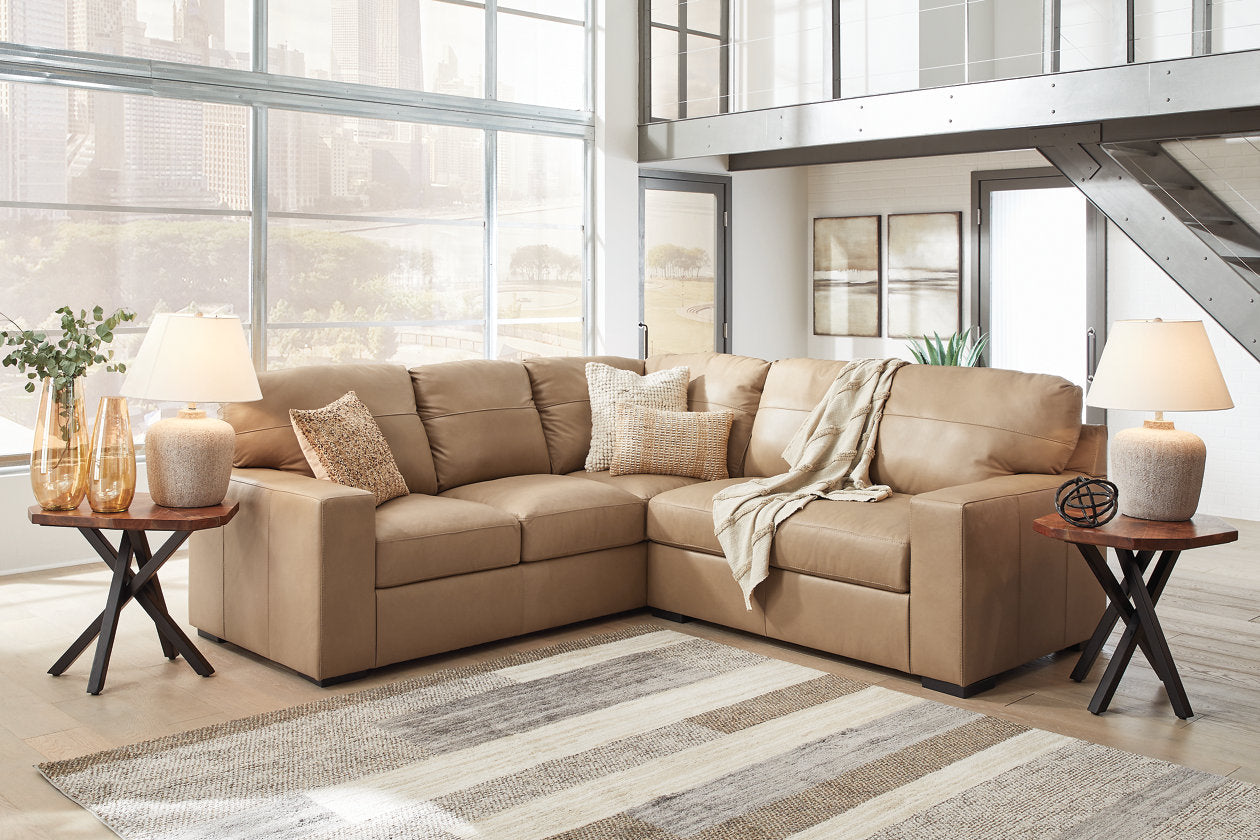 Bandon Toffee Leather 2-Piece LAF Sectional - SET | 3800648 | 3800656 - Bien Home Furniture & Electronics