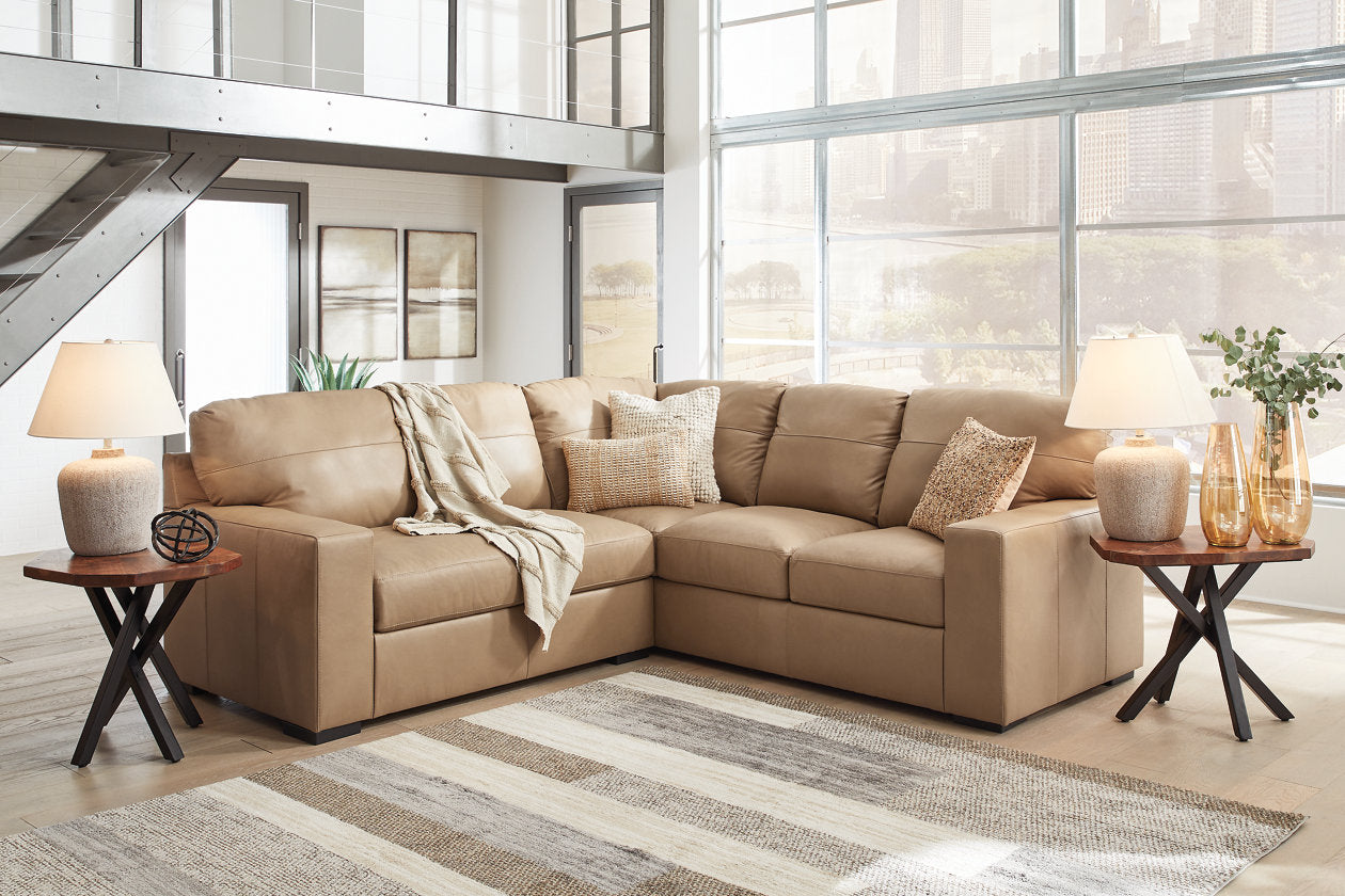 Bandon Toffee Leather 2-Piece RAF Sectional - SET | 3800649 | 3800655 - Bien Home Furniture & Electronics