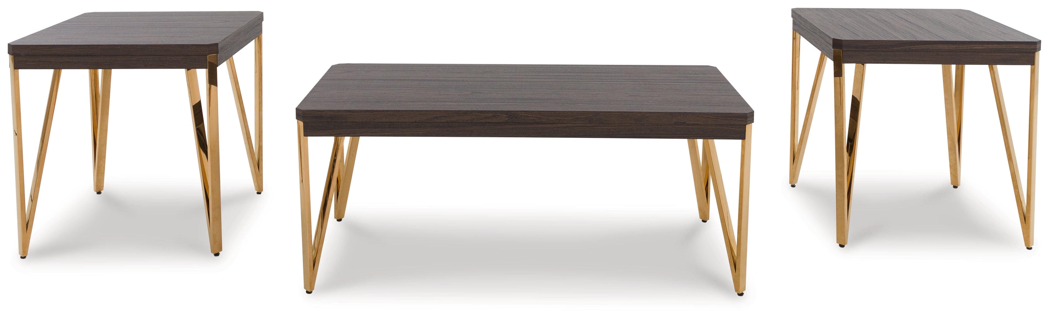 BANDYN Brown/Champagne Table, Set of 3 - T404-13 - Bien Home Furniture & Electronics