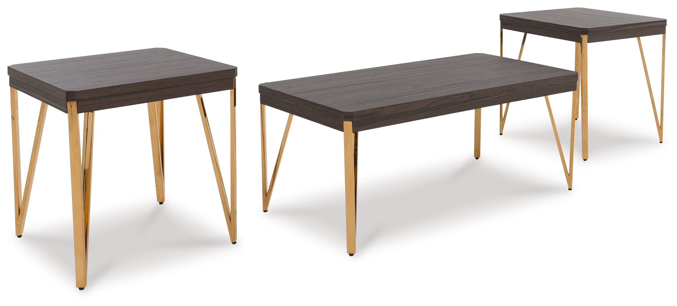 BANDYN Brown/Champagne Table, Set of 3 - T404-13 - Bien Home Furniture & Electronics