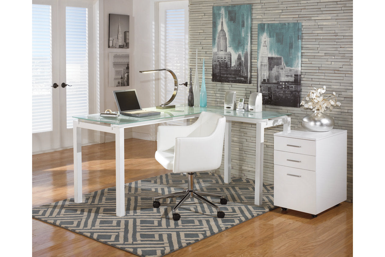 Baraga White Home Office L-Desk - H410-24 - Bien Home Furniture &amp; Electronics