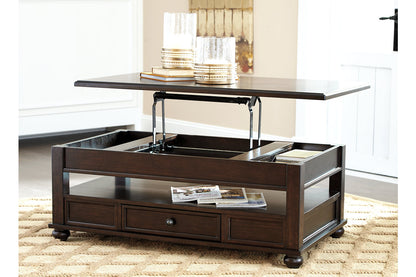 Barilanni Dark Brown Coffee Table with Lift Top - T934-9 - Bien Home Furniture &amp; Electronics