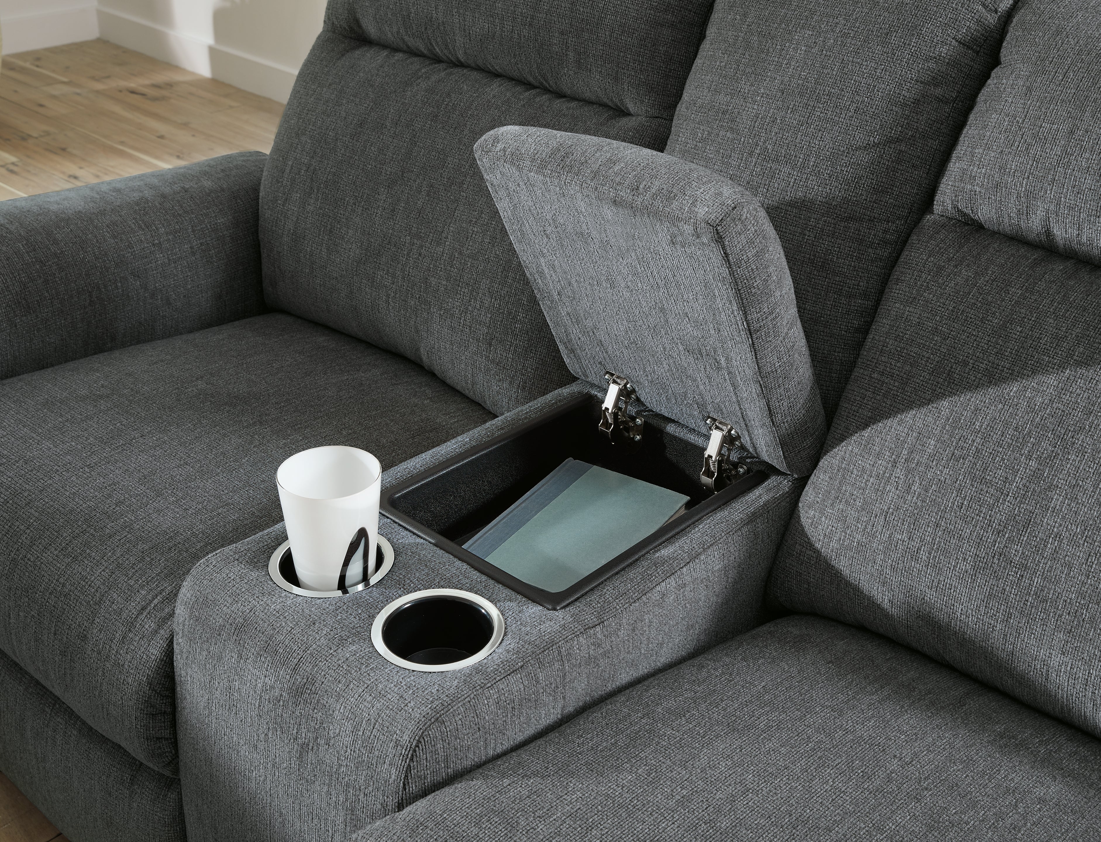 Barnsana Gravel Power Reclining Loveseat with Console - 3320296 - Bien Home Furniture & Electronics