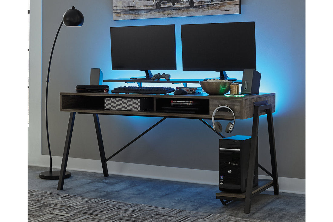 Barolli Gunmetal Gaming Desk - H700-28 - Bien Home Furniture &amp; Electronics