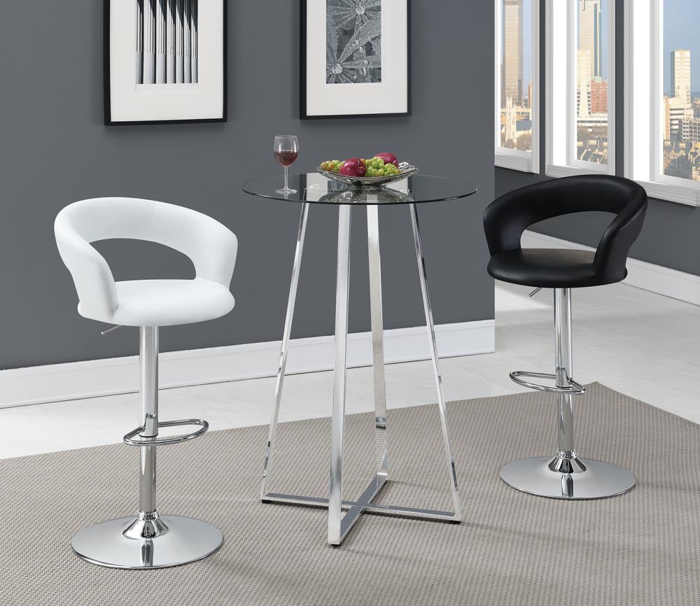 Barraza White/Chrome 29&quot; Adjustable Height Bar Stool - 120347 - Bien Home Furniture &amp; Electronics