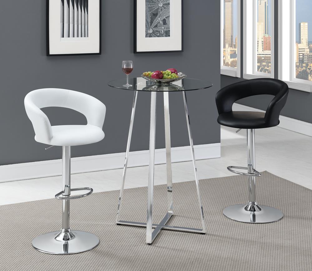 Barraza White/Chrome 29" Adjustable Height Bar Stool - 120347 - Bien Home Furniture & Electronics