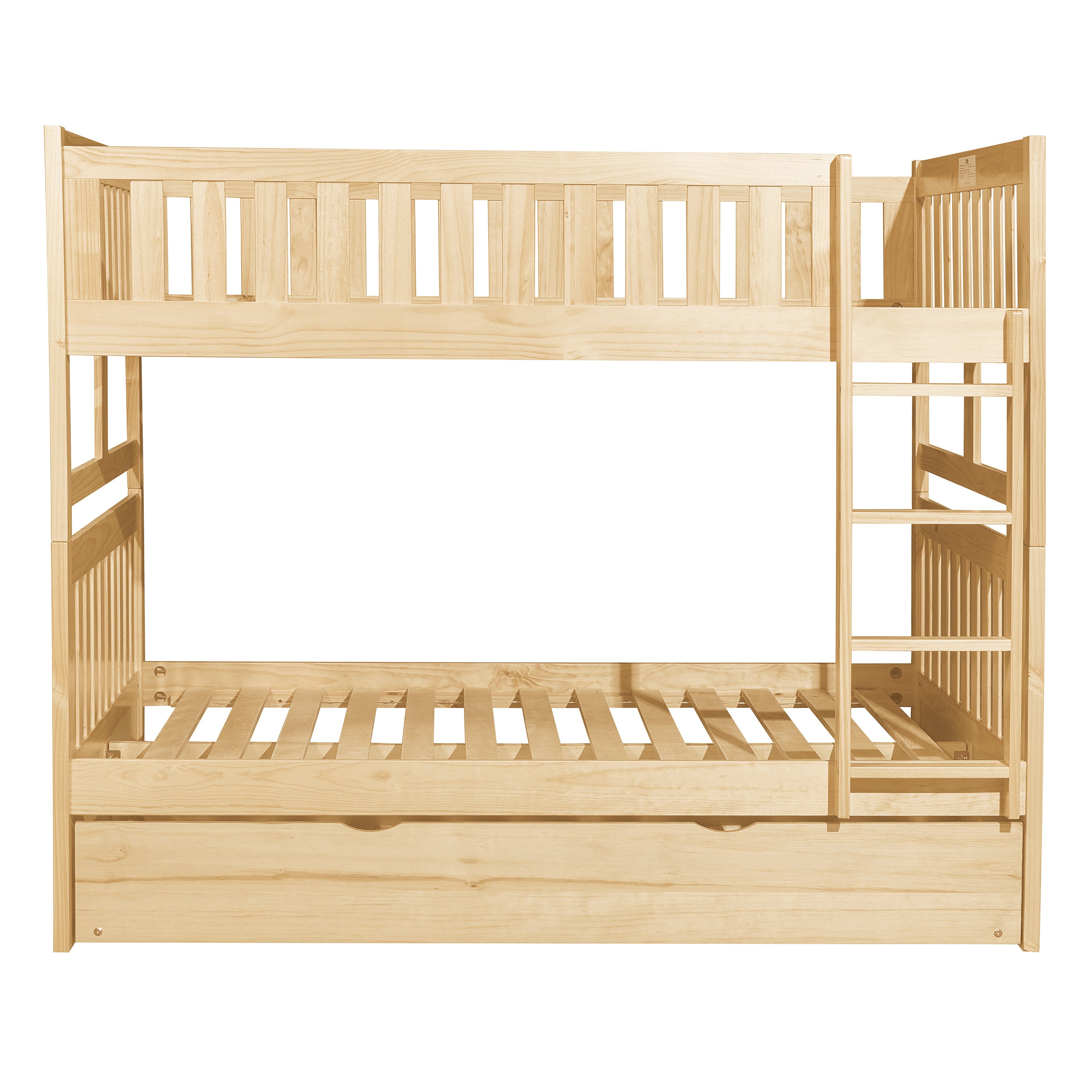 Bartly Pine Full/Full Bunk Bed with Twin Trundle - SET | B2043FF-1 | B2043FF-2 | B2043FF-SL | B2043-R - Bien Home Furniture & Electronics