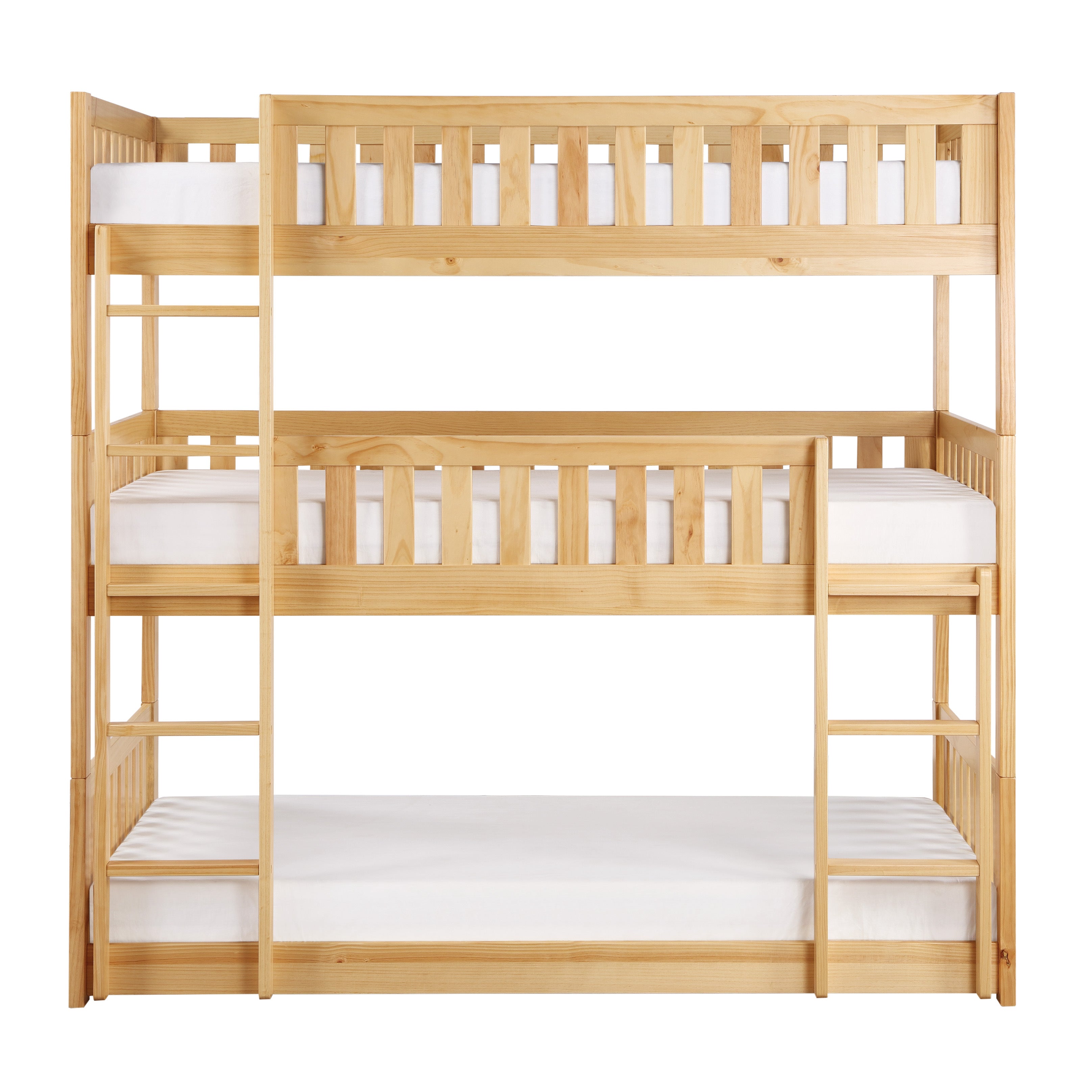 Bartly Pine Triple Bunk Bed - SET | B2043TTT-1 | B2043TTT-2 | B2043TTT-SL - Bien Home Furniture &amp; Electronics