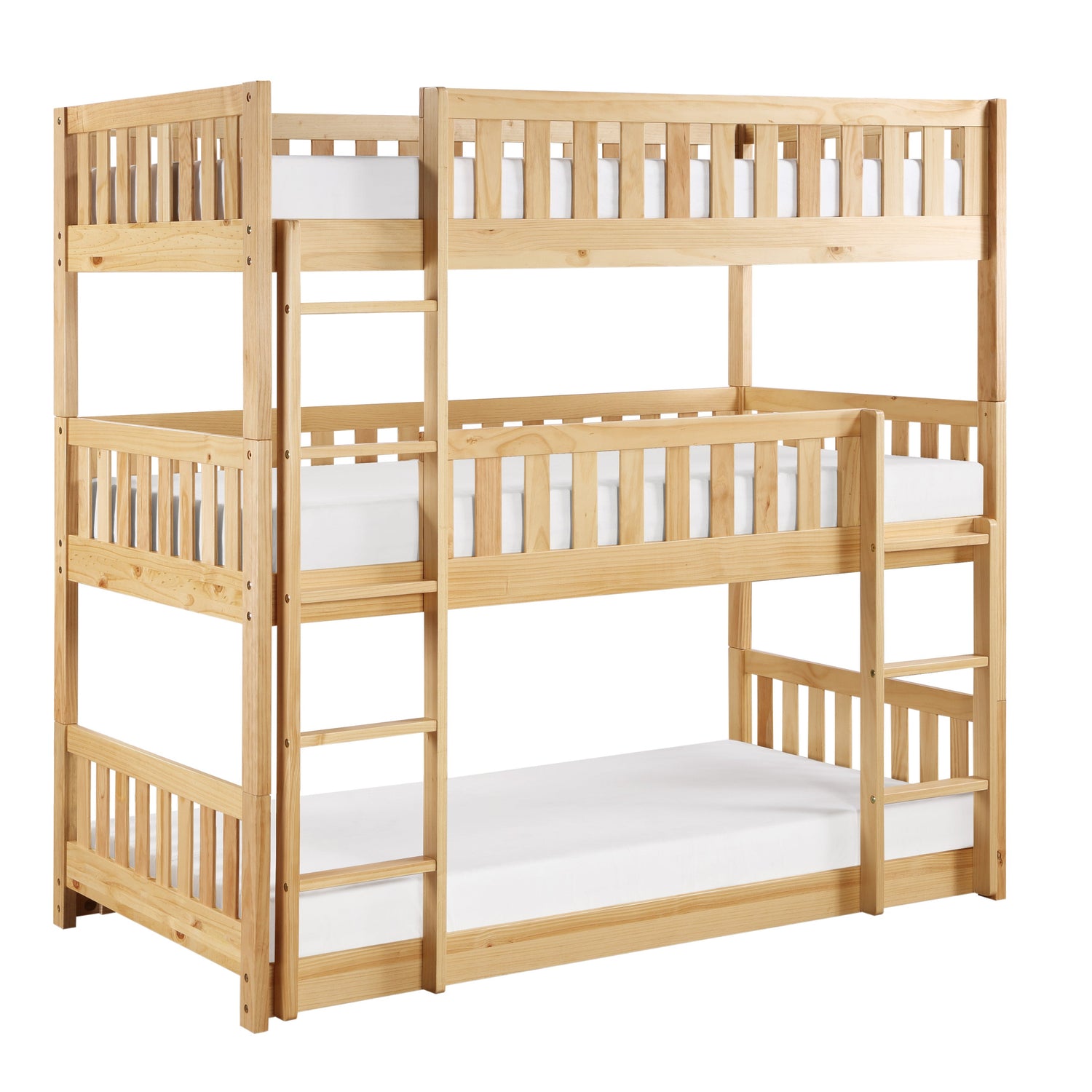 Bartly Pine Triple Bunk Bed - SET | B2043TTT-1 | B2043TTT-2 | B2043TTT-SL - Bien Home Furniture & Electronics