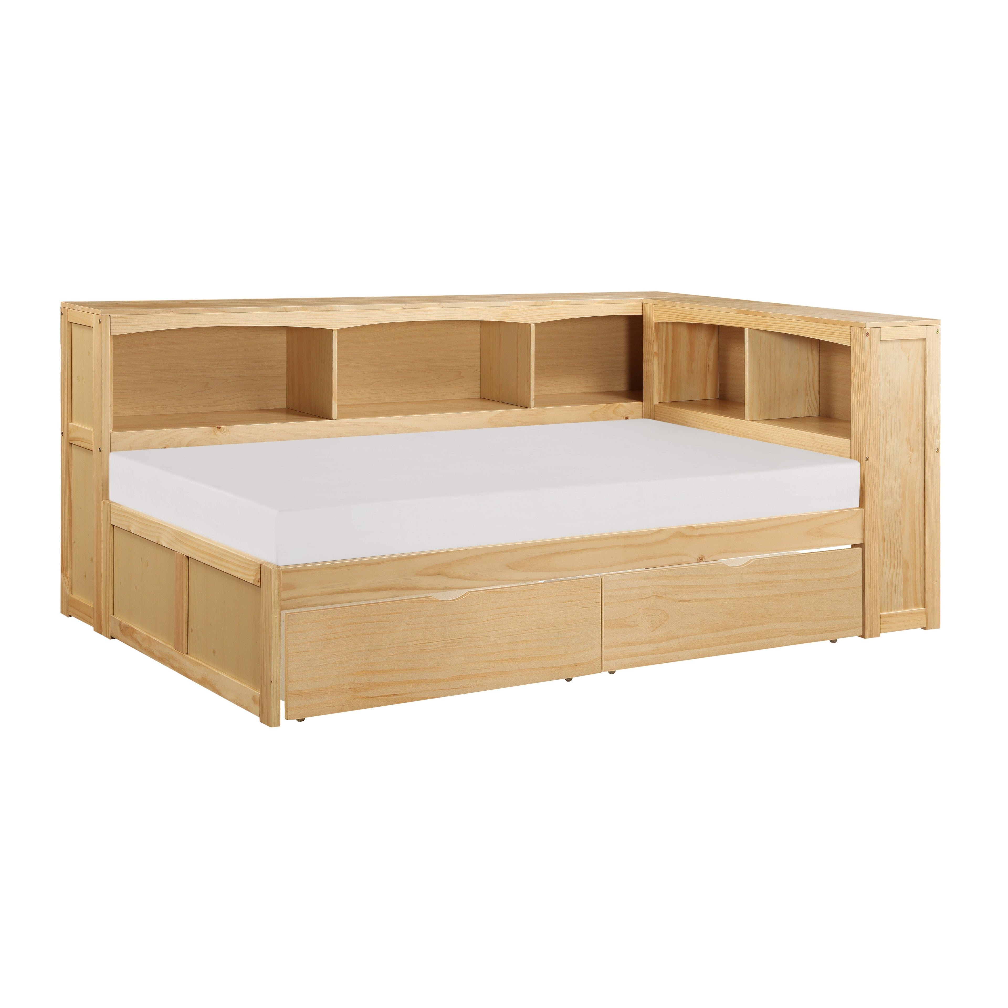Bartly Pine Twin Bookcase Corner Bed with Storage Boxes - SET | B2043BC-1 | B2043BC-2 | B2043BC-BC | B2043-T - Bien Home Furniture & Electronics