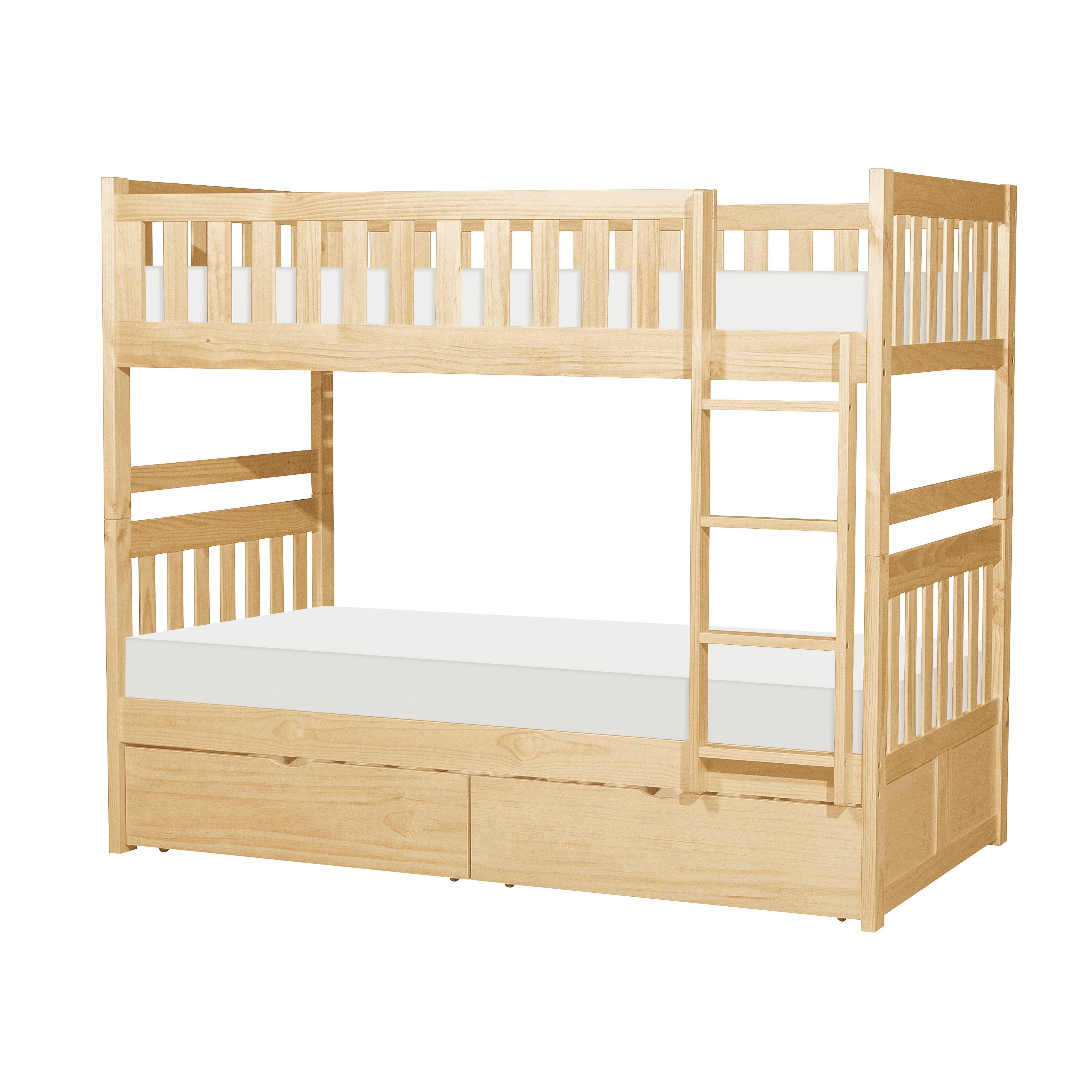 Bartly Pine Twin/Twin Bunk Bed with Storage Boxes - SET | B2043-1 | B2043-2 | B2043-SL | B2043-T - Bien Home Furniture & Electronics