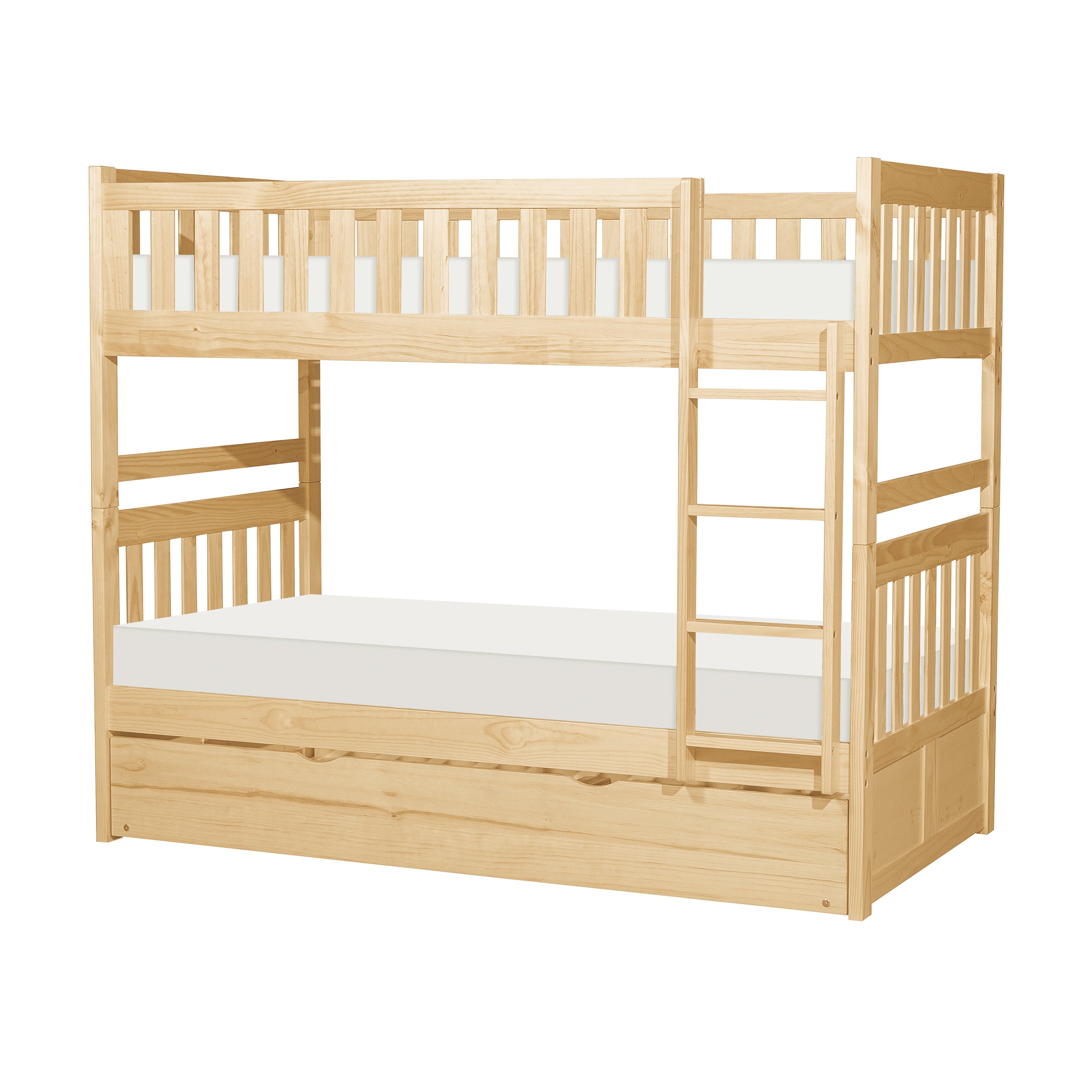 Bartly Pine  Twin/Twin Bunk Bed with Twin Trundle - SET | B2043-1 | B2043-2 | B2043-SL | B2043-R - Bien Home Furniture &amp; Electronics