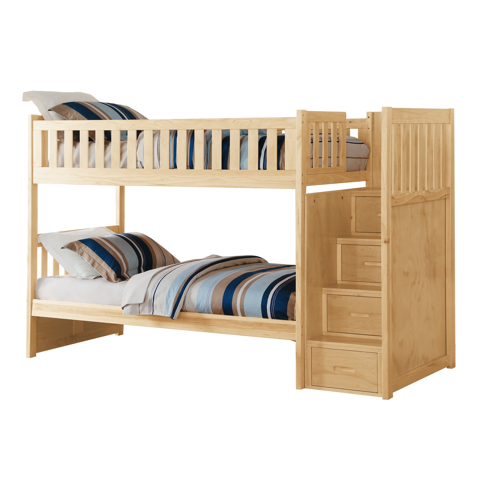 Bartly Pine Twin/Twin Step Bunk Bed - SET | B2043SB-1 | B2043SB-2 | B2043SB-3 | B2043SB-SL - Bien Home Furniture &amp; Electronics