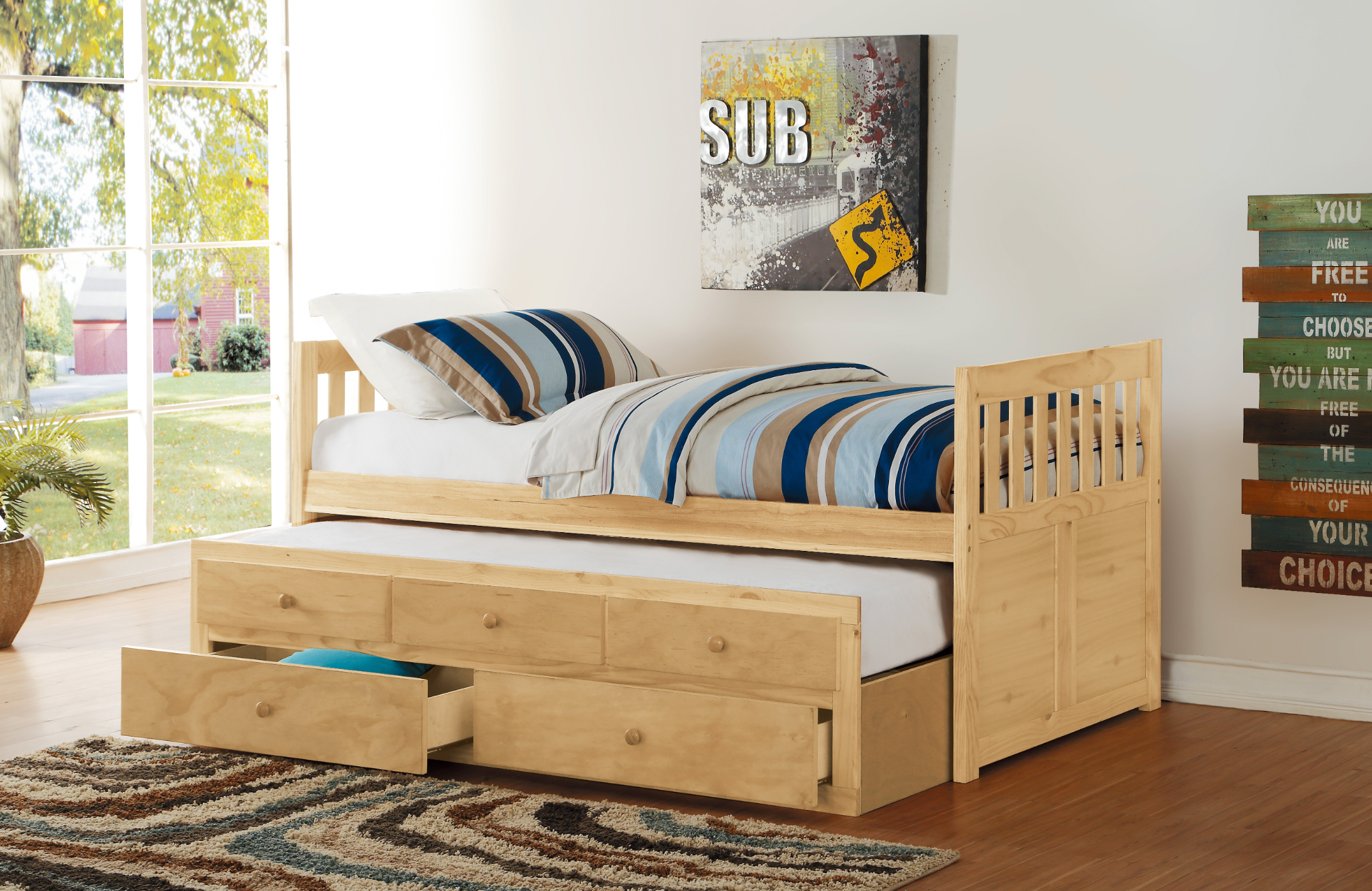 Pine twin deals bed with storage