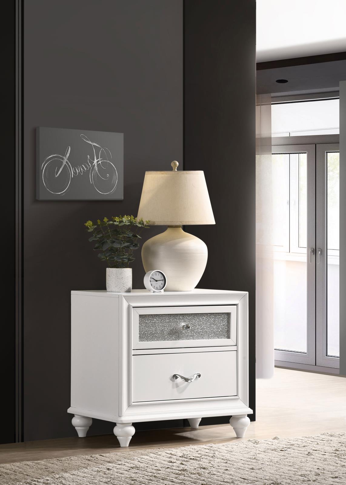 Barzini 2-Drawer Nightstand White - 205892 - Bien Home Furniture & Electronics
