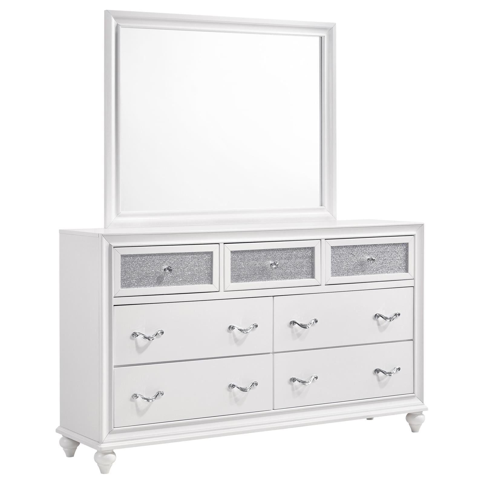 Barzini 7-drawer Dresser with Mirror White - 205893M - Bien Home Furniture & Electronics