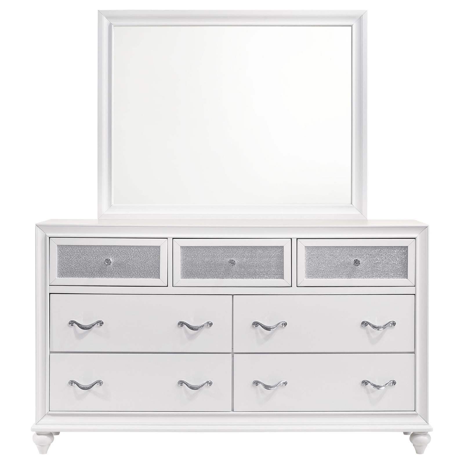 Barzini 7-drawer Dresser with Mirror White - 205893M - Bien Home Furniture & Electronics
