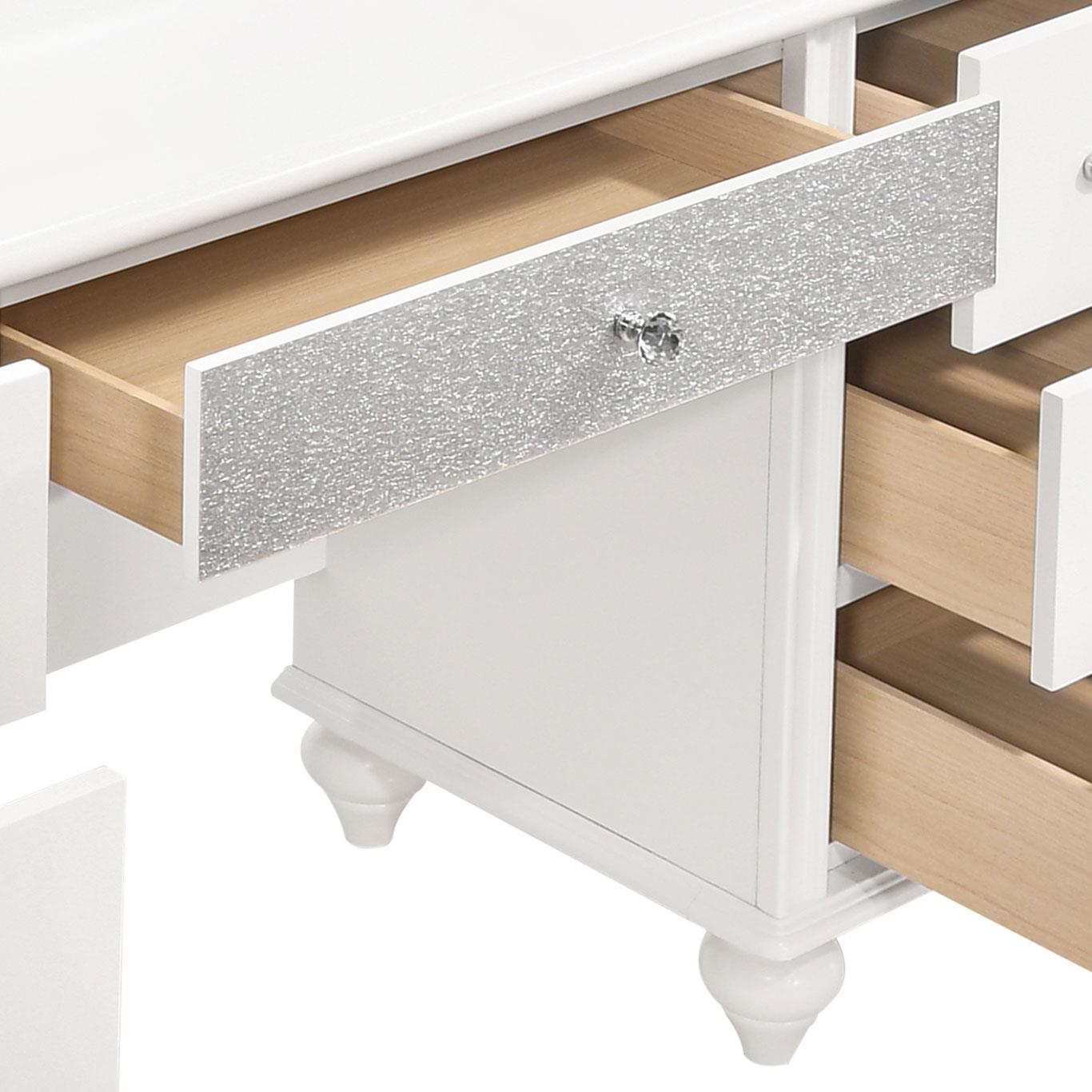 Barzini 7-Drawer Vanity Desk with Lighted Mirror White - 205897 - Bien Home Furniture & Electronics