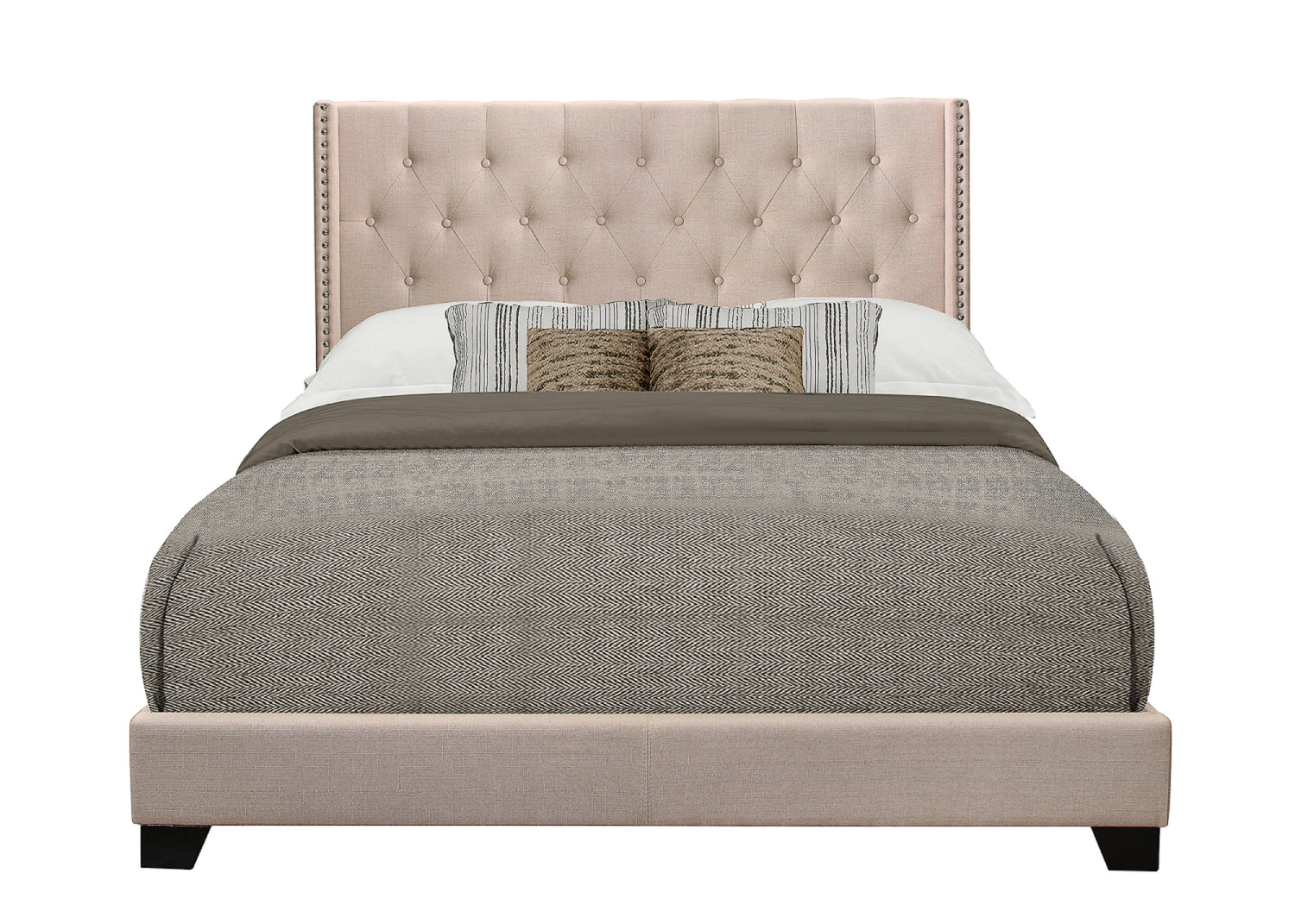 Barzini Beige Queen Upholstered Bed - SH215BGE-1 - Bien Home Furniture & Electronics