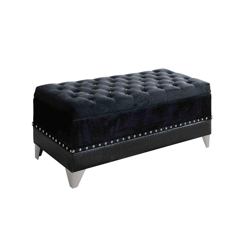 Barzini Black Tufted Rectangular Trunk with Nailhead - 300644 - Bien Home Furniture & Electronics