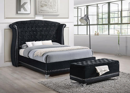 Barzini California King Tufted Upholstered Bed Black - 300643KW - Bien Home Furniture &amp; Electronics