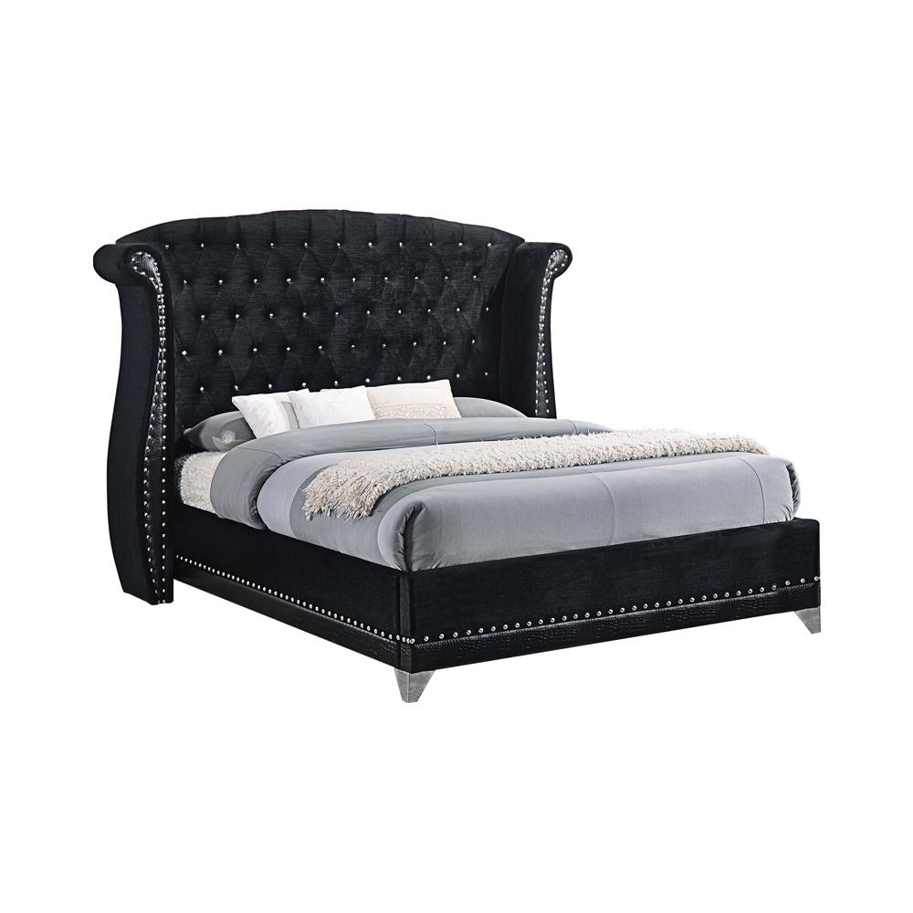 Barzini California King Tufted Upholstered Bed Black - 300643KW - Bien Home Furniture & Electronics