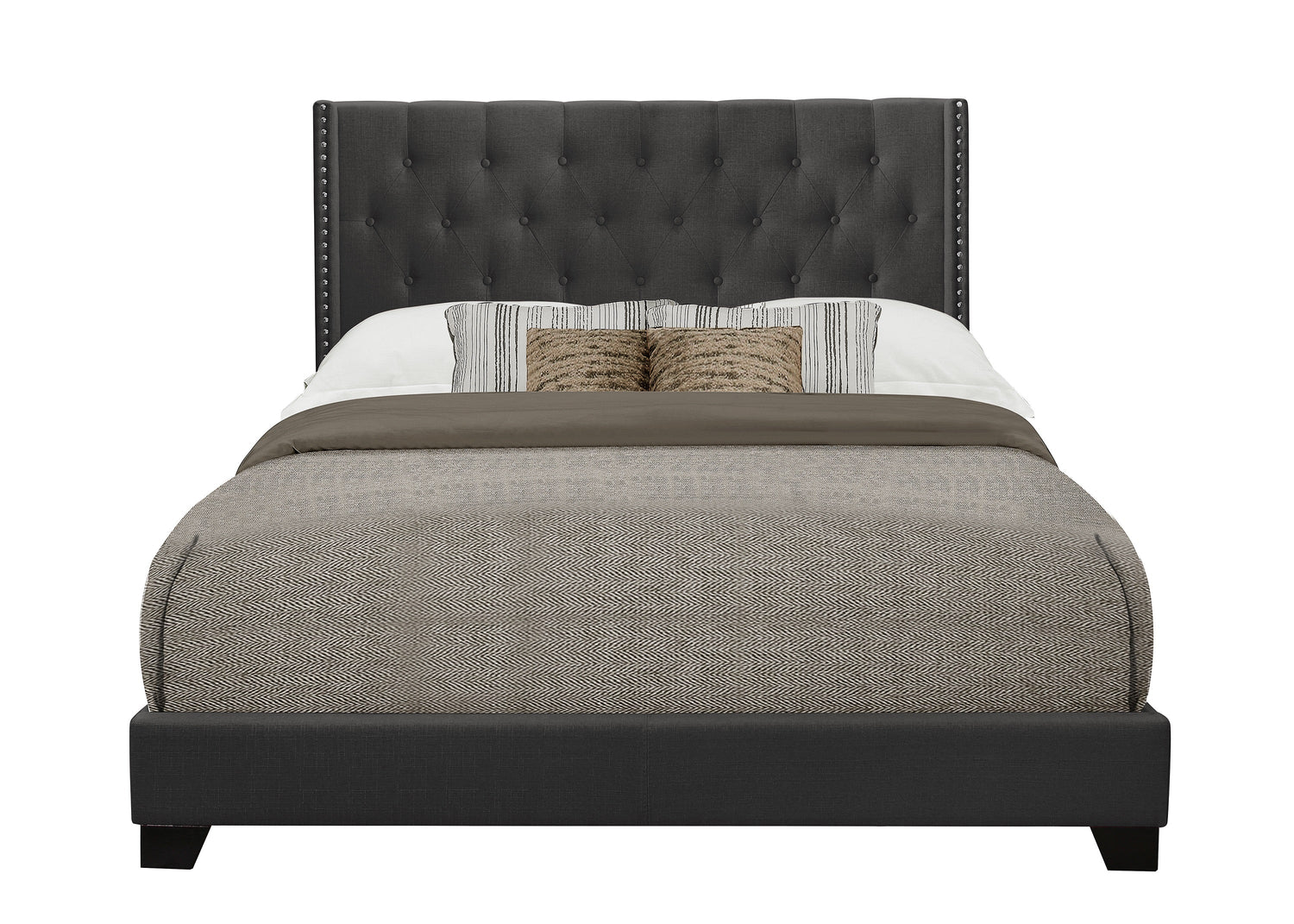 Barzini Dark Gray Queen Upholstered Bed - SH215DGR-1 - Bien Home Furniture & Electronics