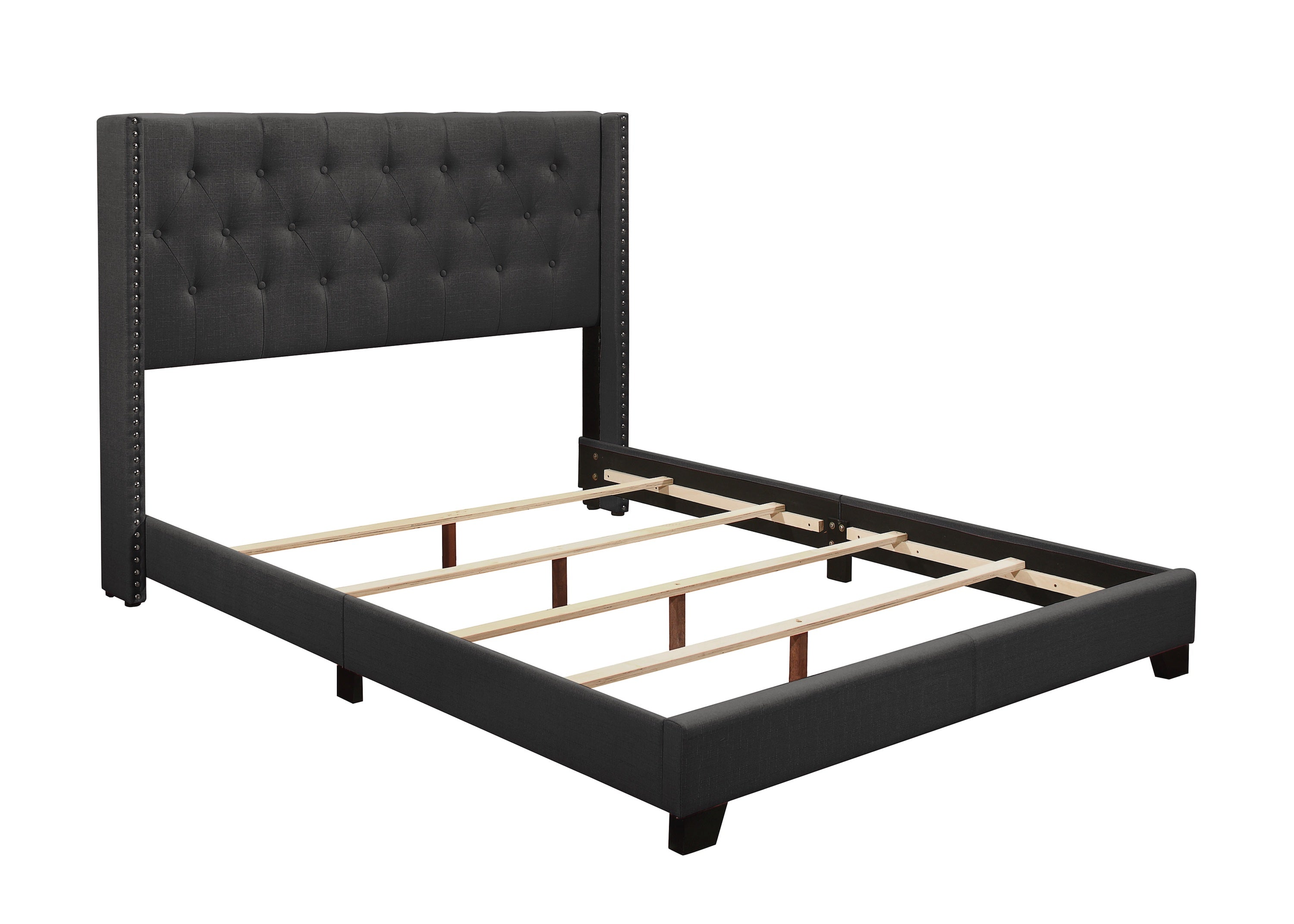 Barzini Dark Gray Queen Upholstered Bed - SH215DGR-1 - Bien Home Furniture & Electronics
