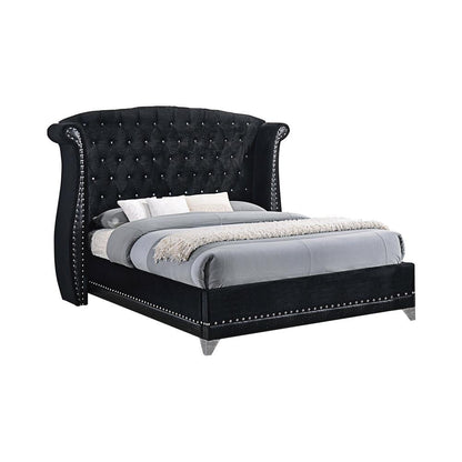 Barzini Eastern King Tufted Upholstered Bed Black - 300643KE - Bien Home Furniture &amp; Electronics