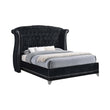 Barzini Eastern King Tufted Upholstered Bed Black - 300643KE - Bien Home Furniture & Electronics
