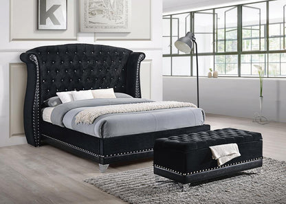 Barzini Eastern King Tufted Upholstered Bed Black - 300643KE - Bien Home Furniture &amp; Electronics