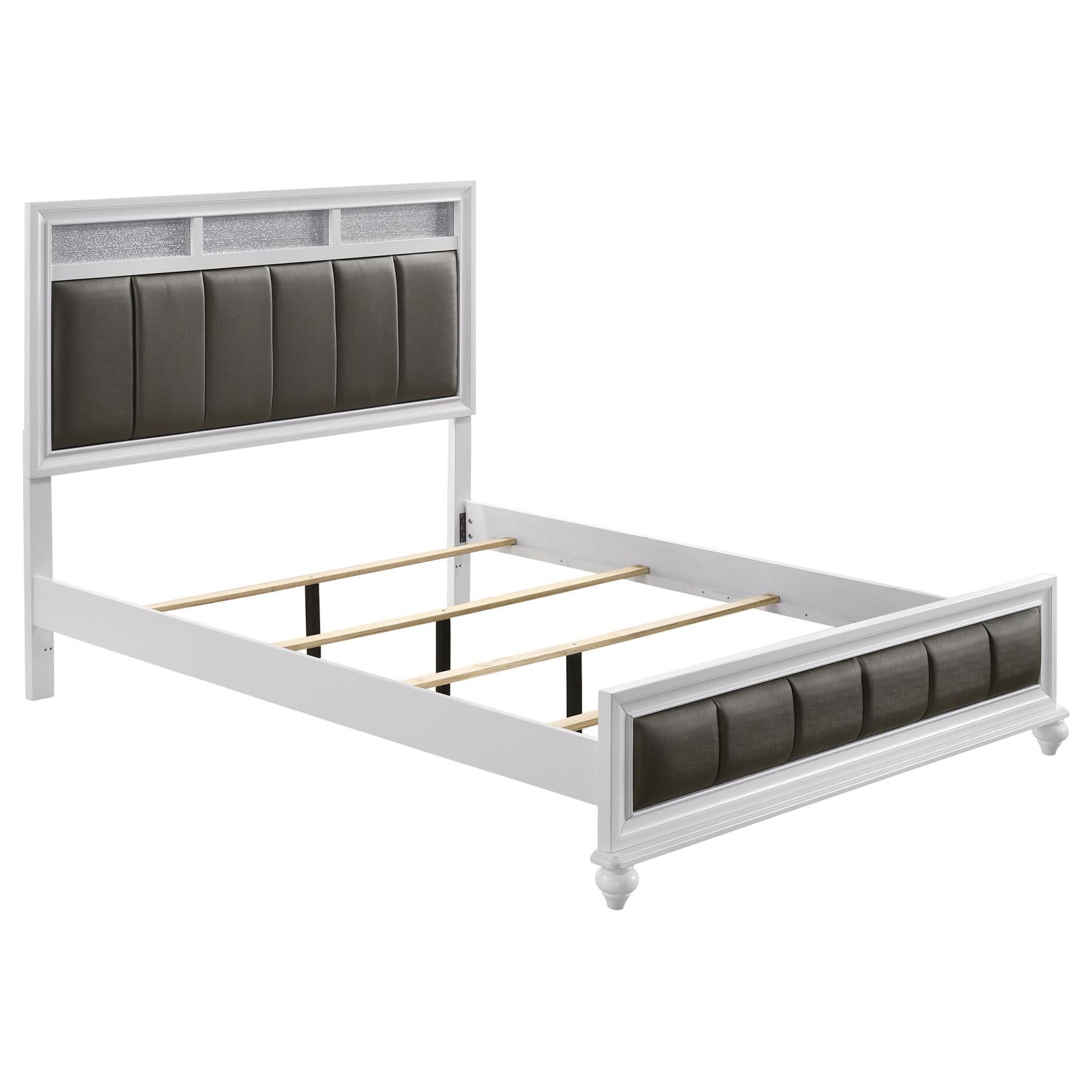 Barzini Eastern King Upholstered Panel Bed White - 205891KE - Bien Home Furniture & Electronics