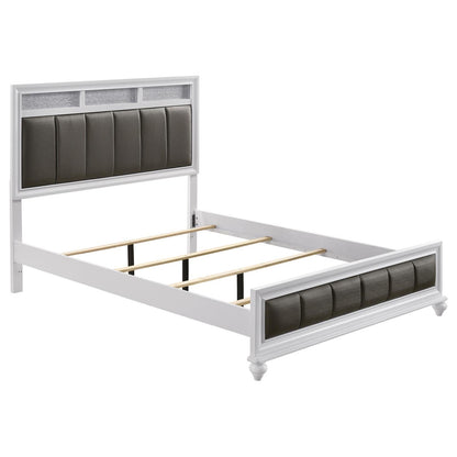 Barzini Eastern King Upholstered Panel Bed White - 205891KE - Bien Home Furniture &amp; Electronics