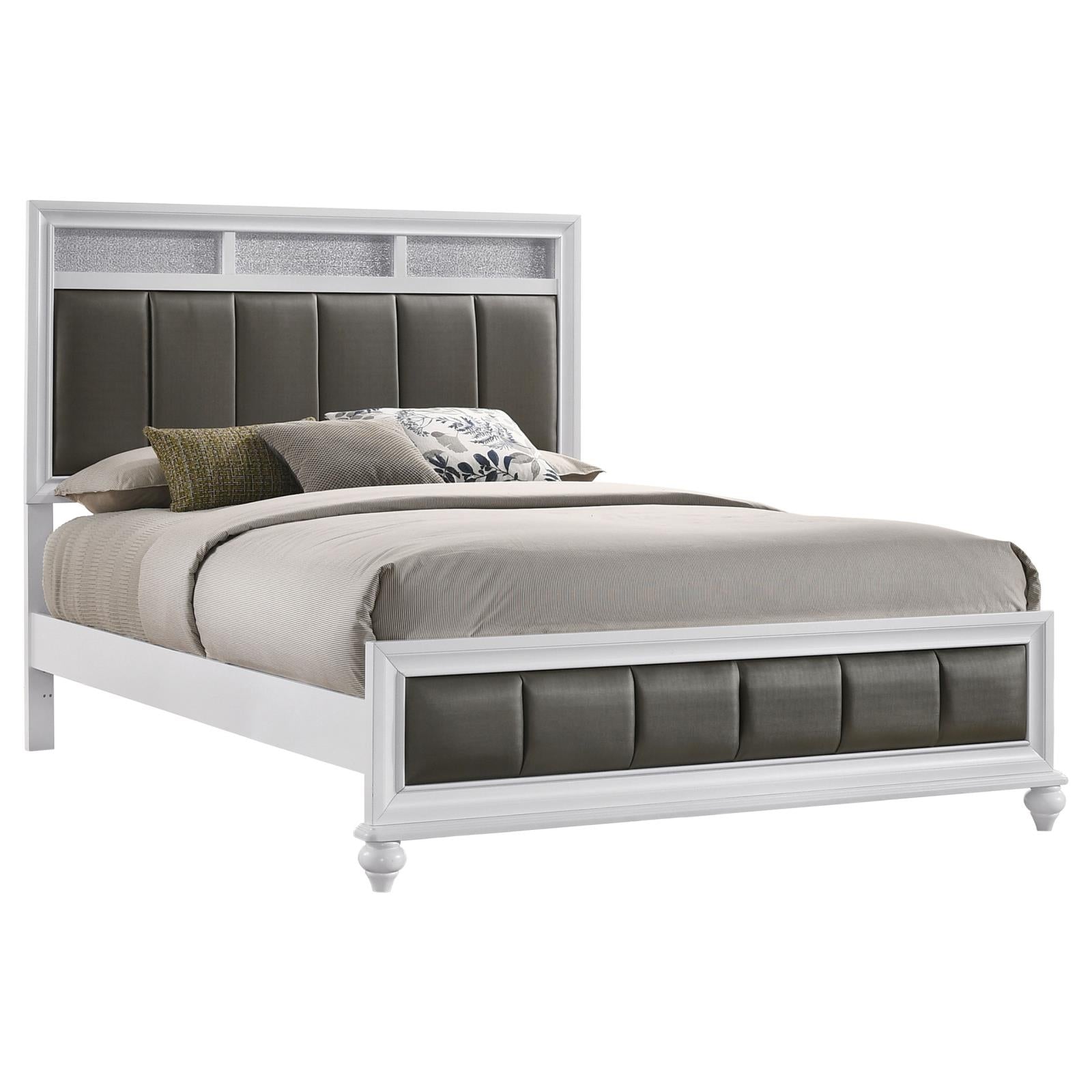 Barzini Eastern King Upholstered Panel Bed White - 205891KE - Bien Home Furniture & Electronics