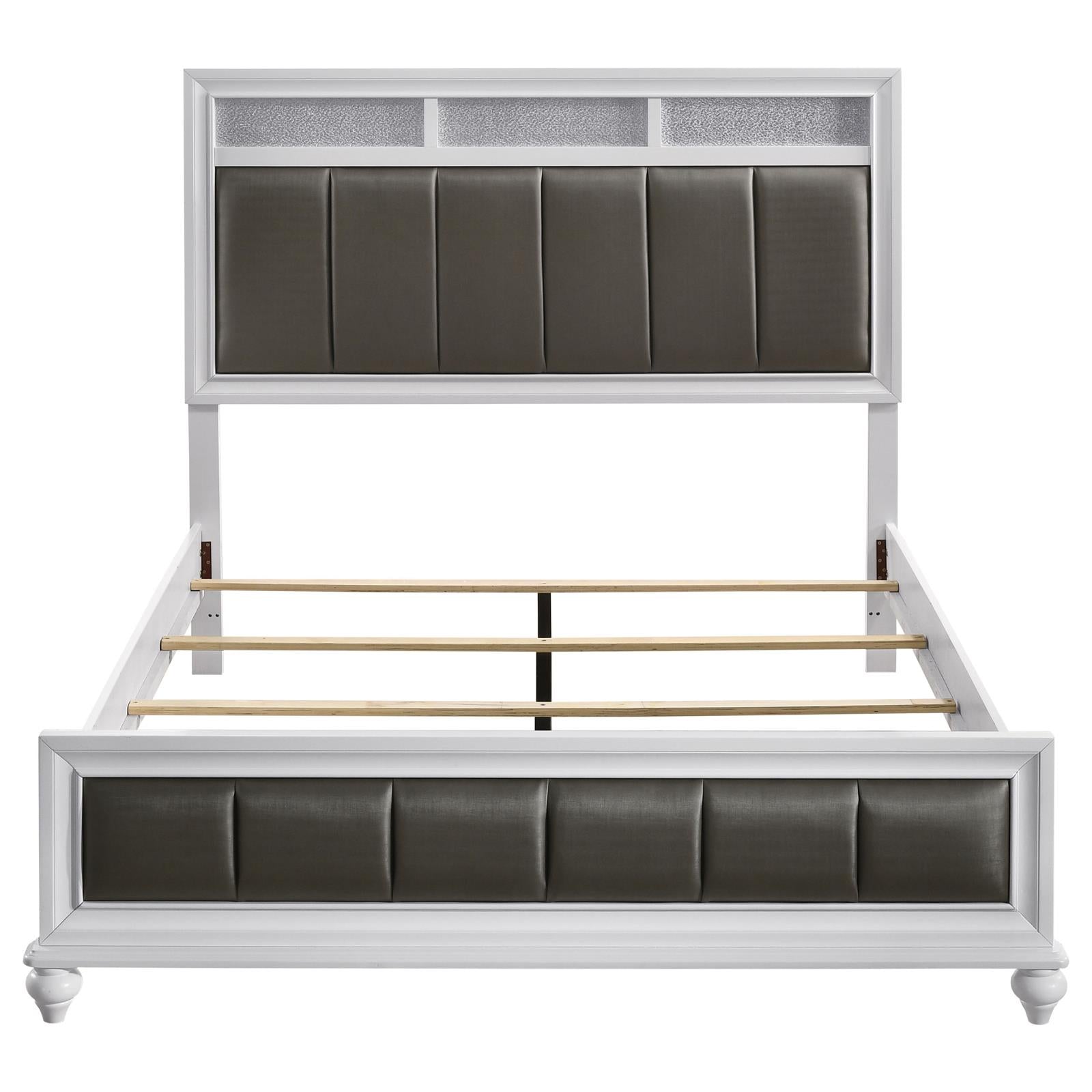 Barzini Eastern King Upholstered Panel Bed White - 205891KE - Bien Home Furniture & Electronics