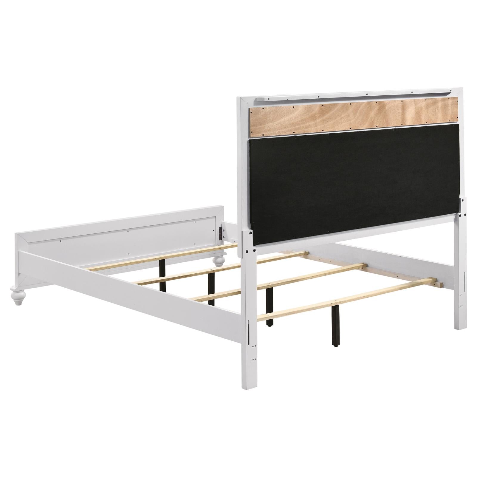 Barzini Eastern King Upholstered Panel Bed White - 205891KE - Bien Home Furniture & Electronics