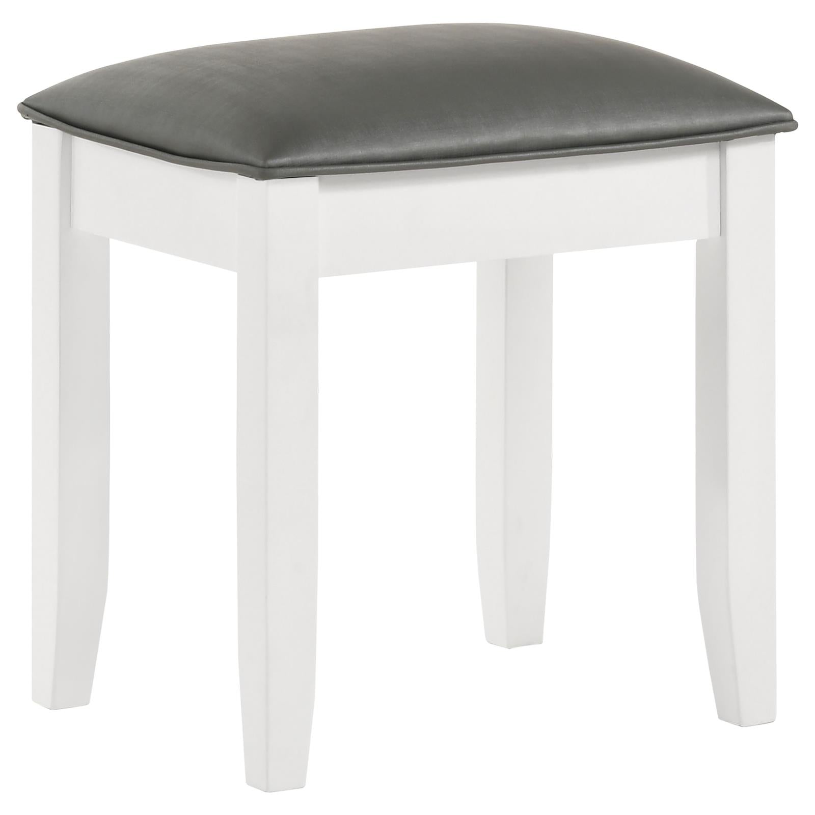Barzini Metallic/White Upholstered Vanity Stool - 205897STL - Bien Home Furniture & Electronics