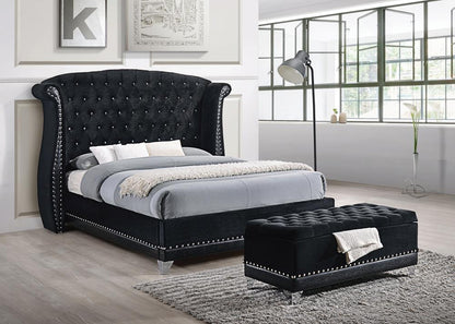 Barzini Queen Tufted Upholstered Bed Black - 300643Q - Bien Home Furniture &amp; Electronics