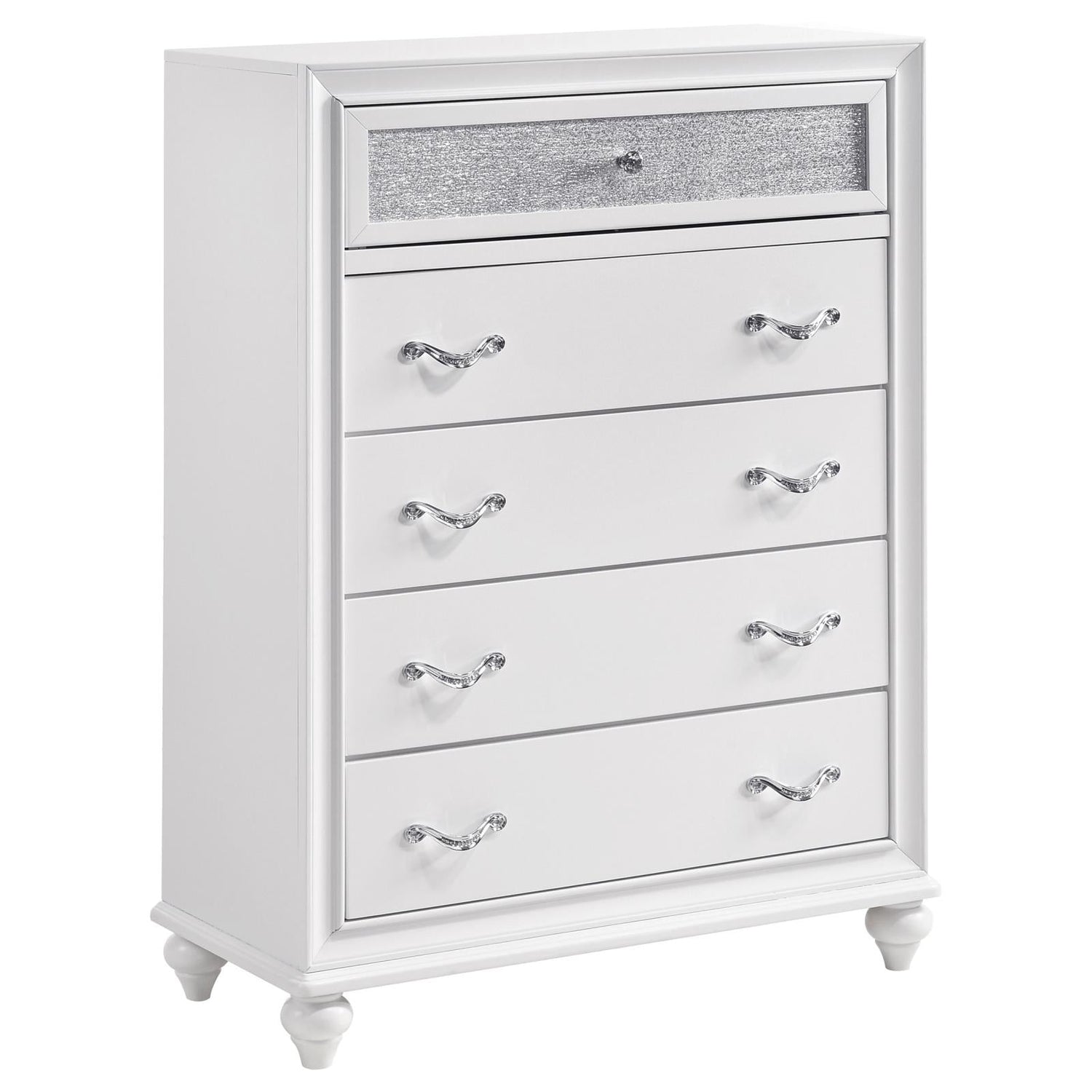 Barzini White 5-Drawer Chest - 205895 - Bien Home Furniture & Electronics