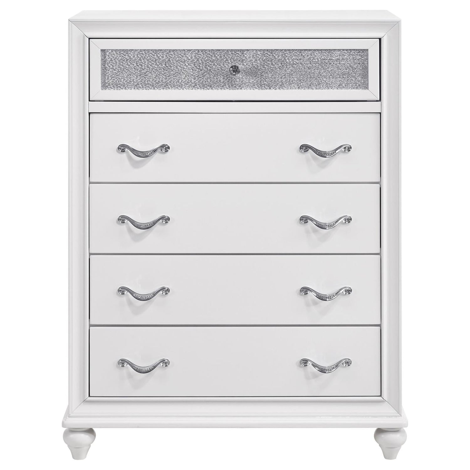 Barzini White 5-Drawer Chest - 205895 - Bien Home Furniture & Electronics